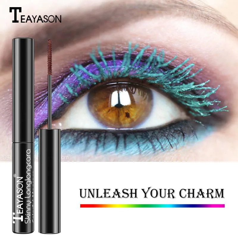 14 Colors Mascara Grape Purple Milk Tea Brown Diamond Mascara Waterproof Quick Dry Curling Thick Eye Makeup Tools TSLM2