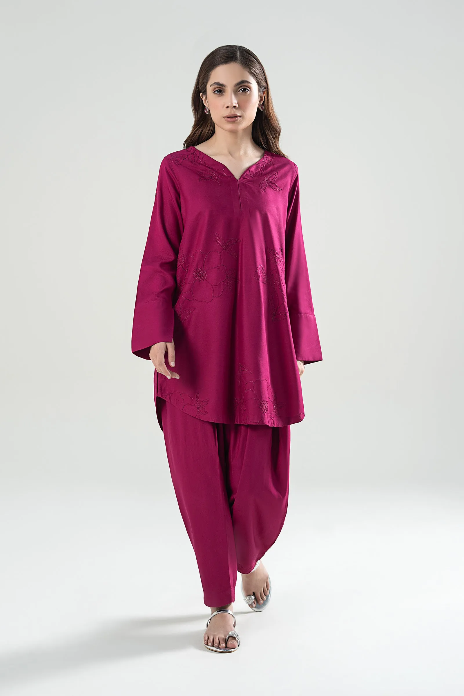 2 Pc Embroidered Linen Suit | MB-WS24-190