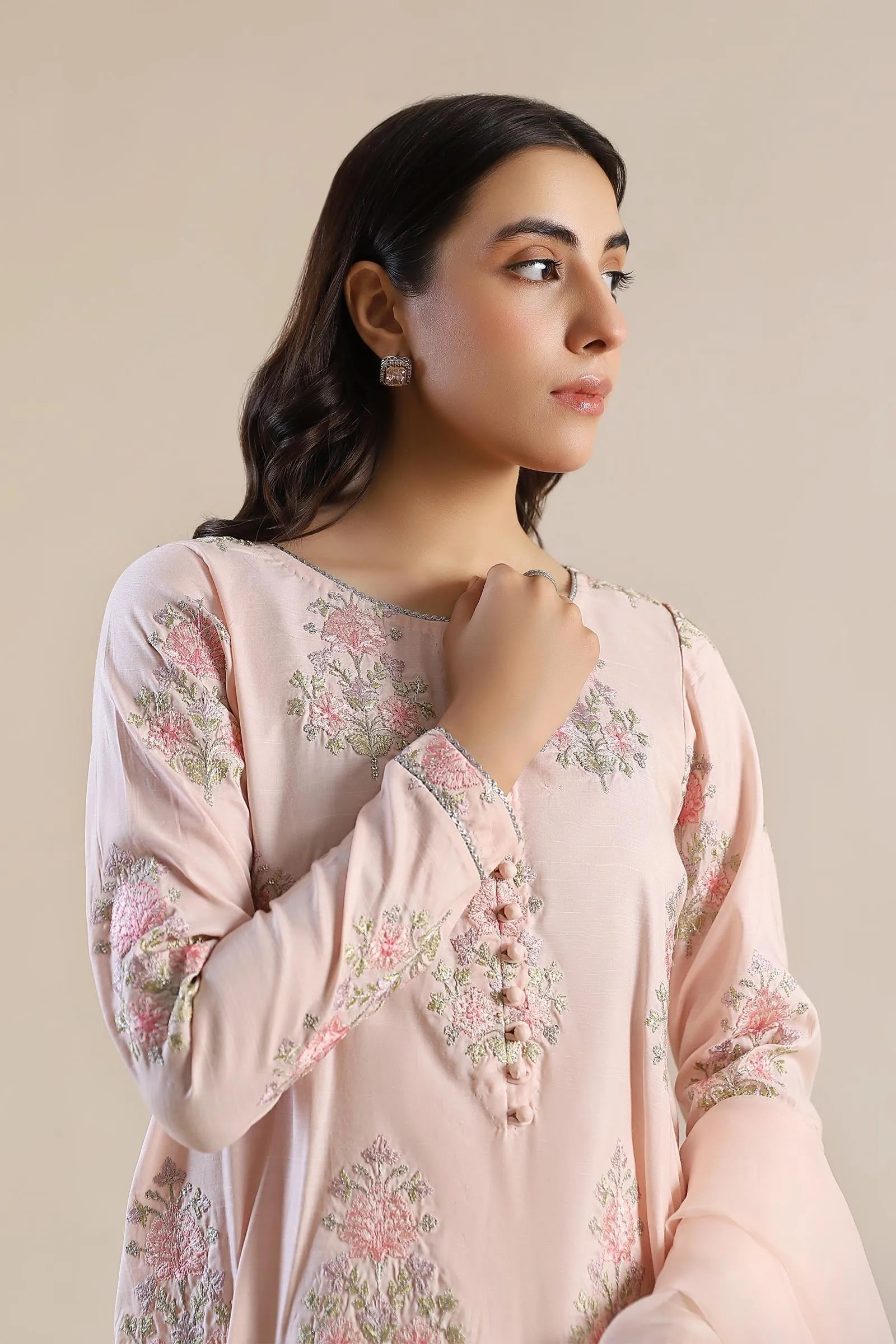 2 Pc Embroidered Raw Silk Suit | MB-F24-609