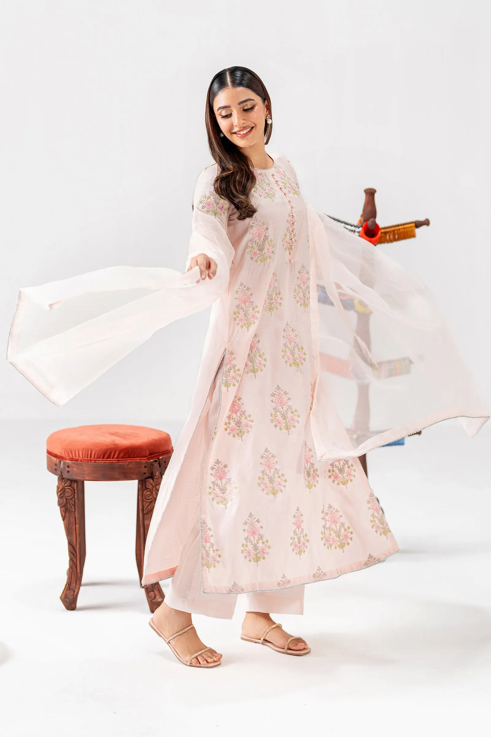 2 Pc Embroidered Raw Silk Suit | MB-F24-609