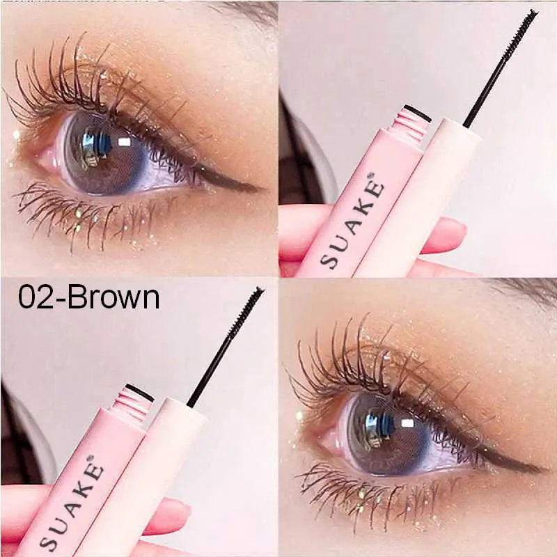 Flytonn Ultra-fine Mascara Curling Thick Lengthening Eyelash Mascara Waterproof Non-smudge Brown Natural Curl Mascara Makeup