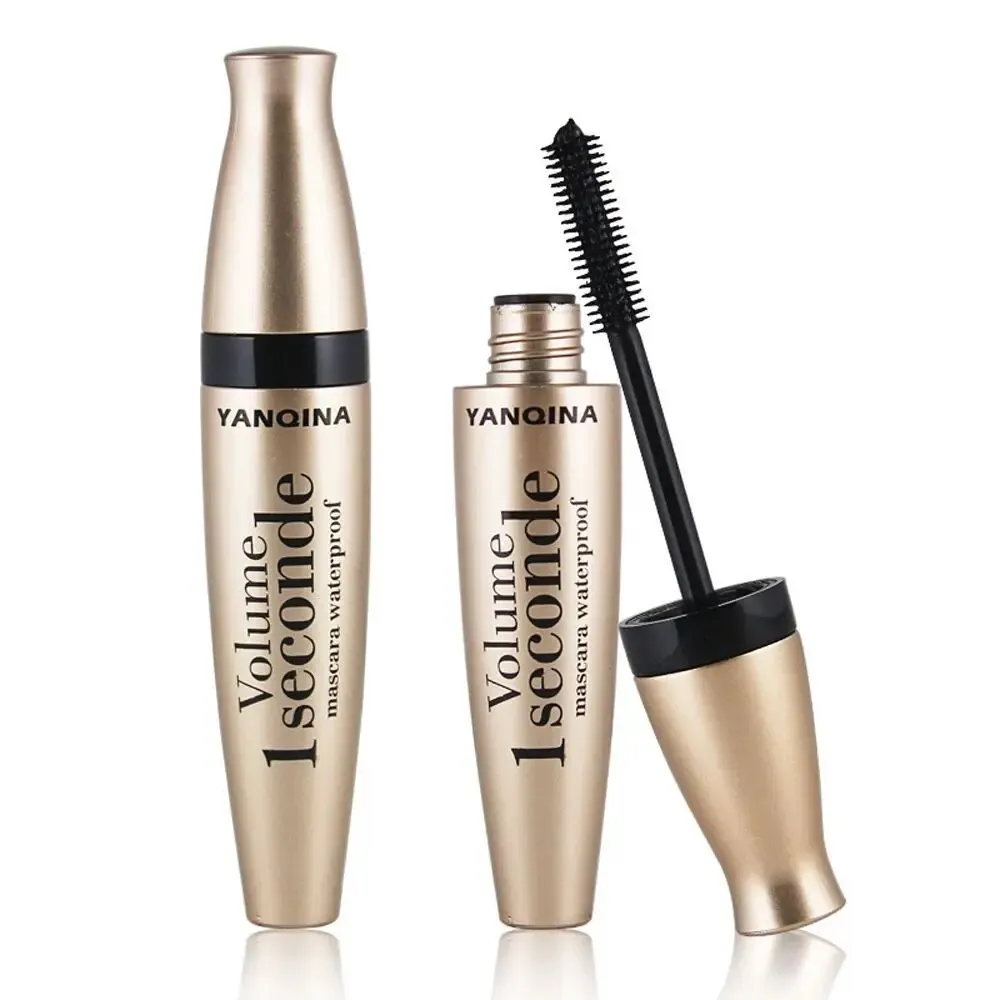 Flytonn- Waterproof Black Mascara Makeup Lengthens Eyelashes Extension Silk Fiber Mascara Non-smudge Anti-sweat Mascara Makeup Cosmetics