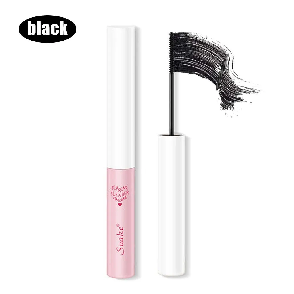 Flytonn- Waterproof Black Mascara Makeup Lengthens Eyelashes Extension Silk Fiber Mascara Non-smudge Anti-sweat Mascara Makeup Cosmetics