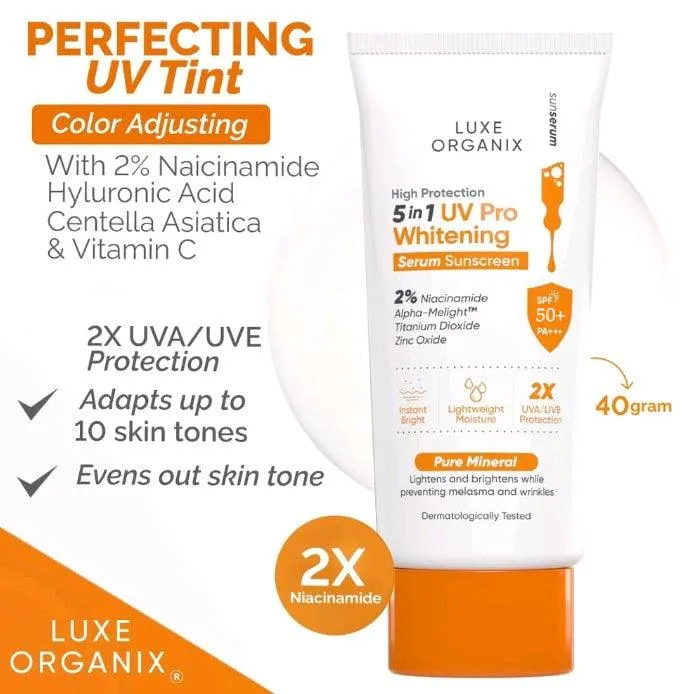 Luxe Organix 5in1 UV Pro Whitening Serum Sunscreen SPF 50  PA    - 40g