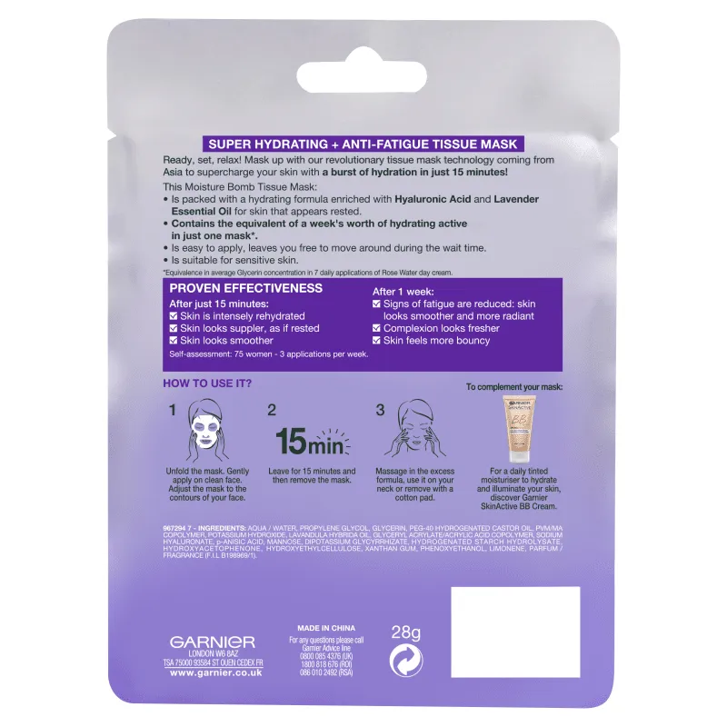 Moisture Bomb Lavender Hydrating Face Sheet Mask - 28g