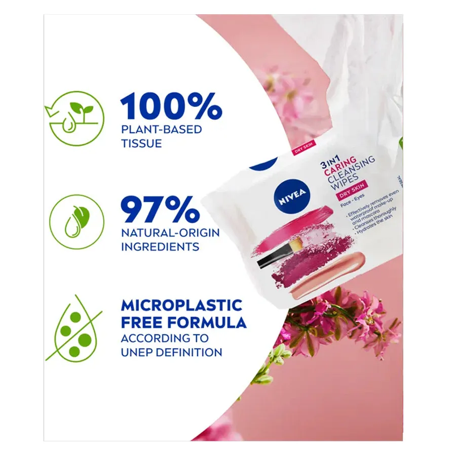 Nivea Biodegradable Cleansing Face Wipes Dry Skin (25 Pack)