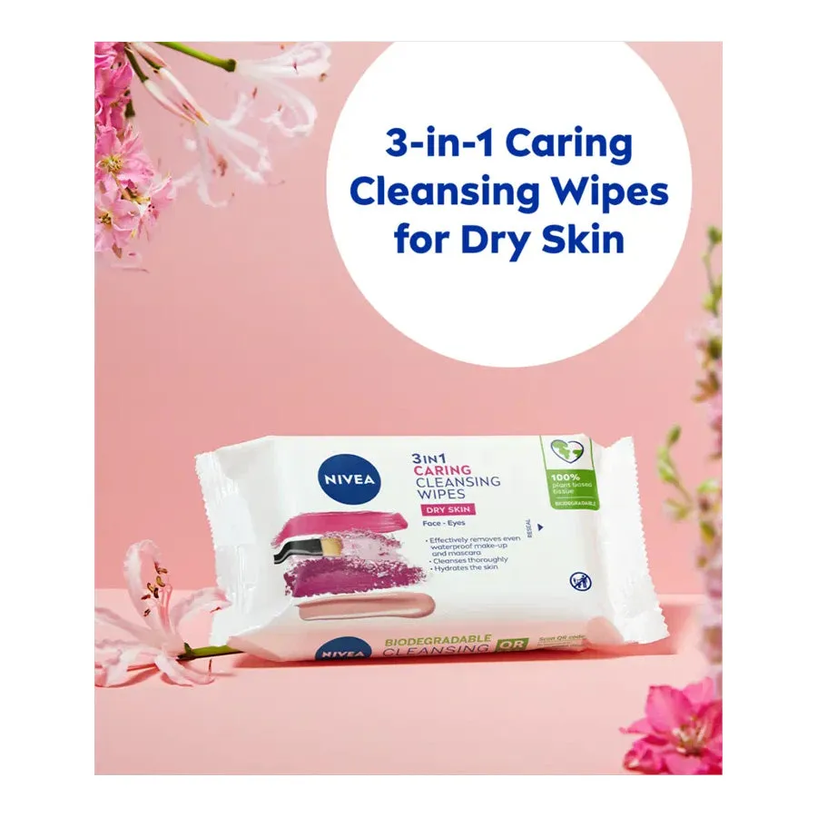 Nivea Biodegradable Cleansing Face Wipes Dry Skin (25 Pack)