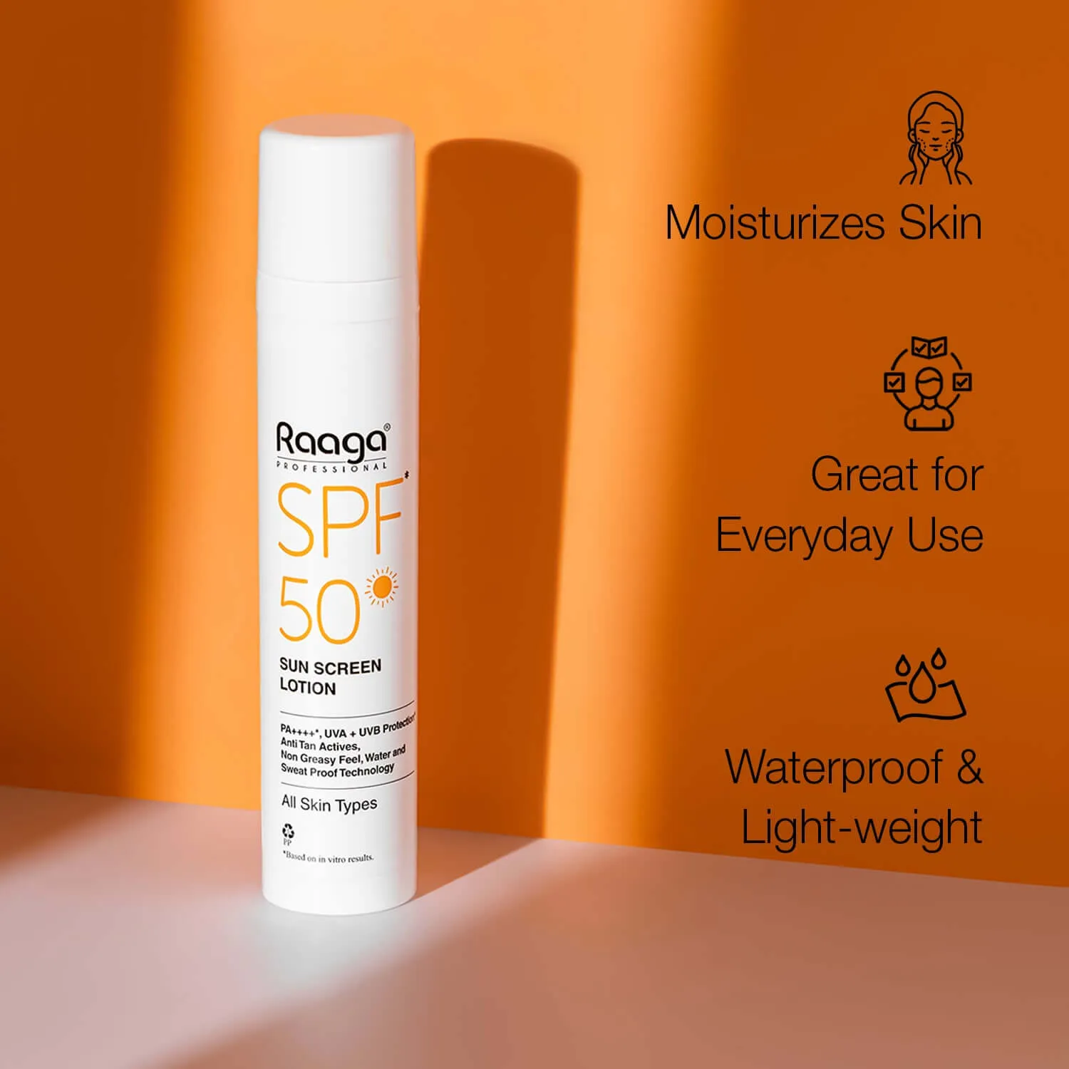 Raaga Professional SPF 50 Sunscreen Lotion | PA    , UVA   UVB Protection, Anti Tan Activities, Non-Greasy Feel, Water and Sweat Proof Technology (55 ml)