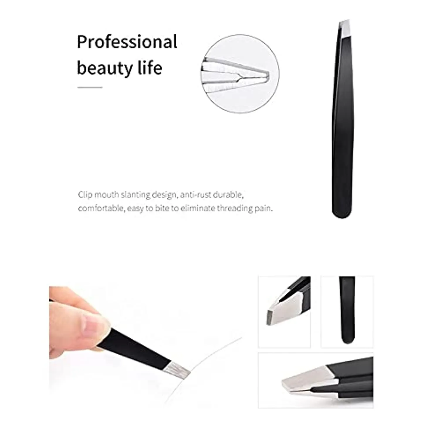 RELAXOXO- Eye Tweezer- Elite Stainless steel- Accurate for Facial Hair Removal and Shaping Eye Brows-Daily Beauty Tool for Men and Women Perfect Gift. (Black)