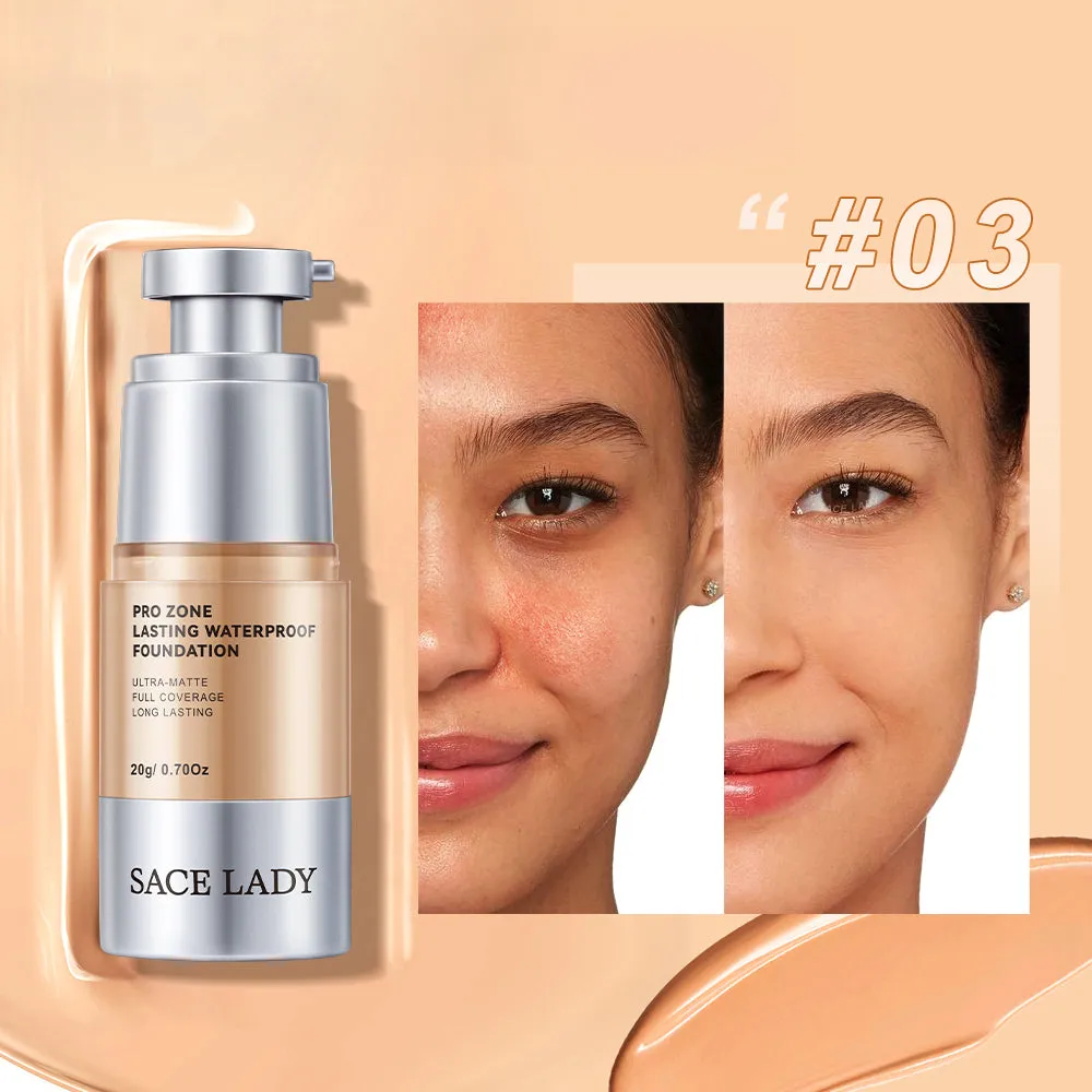 SACE LADY Matte Liquid Foundation – Full Coverage, Waterproof, 24H Lasting, Poreless BB Cream Base