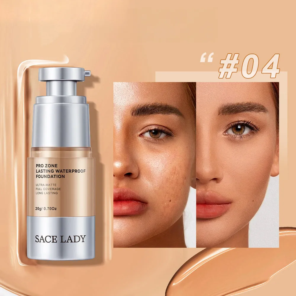 SACE LADY Matte Liquid Foundation – Full Coverage, Waterproof, 24H Lasting, Poreless BB Cream Base