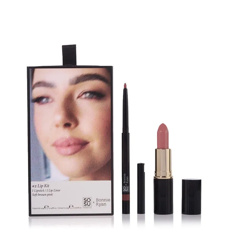 SOSU Cosmetics x Bonnie Ryan Lip Kit #2 Soft Brown Pink Discontinued